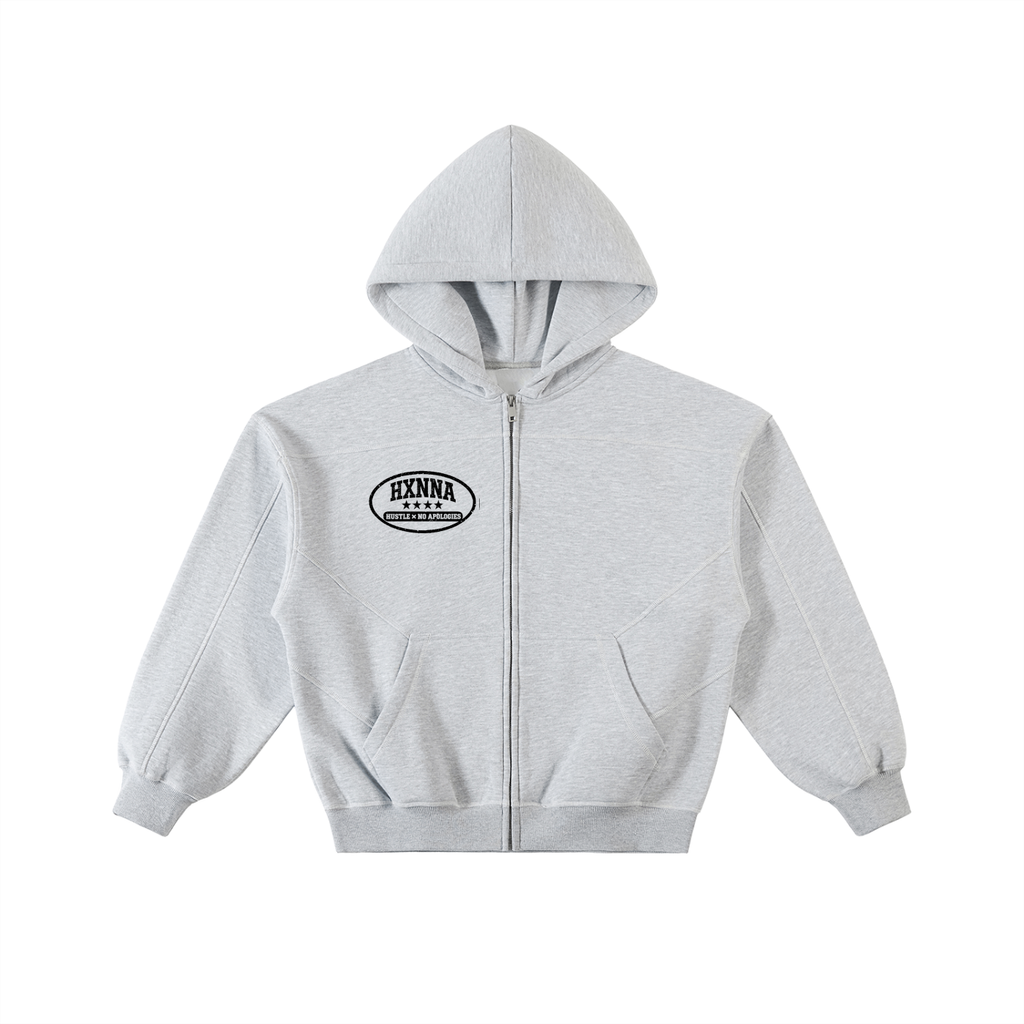 Hxnna HXA Sweatsuit - Contrast-Stitched Boxy Fleece Zip Hoodie