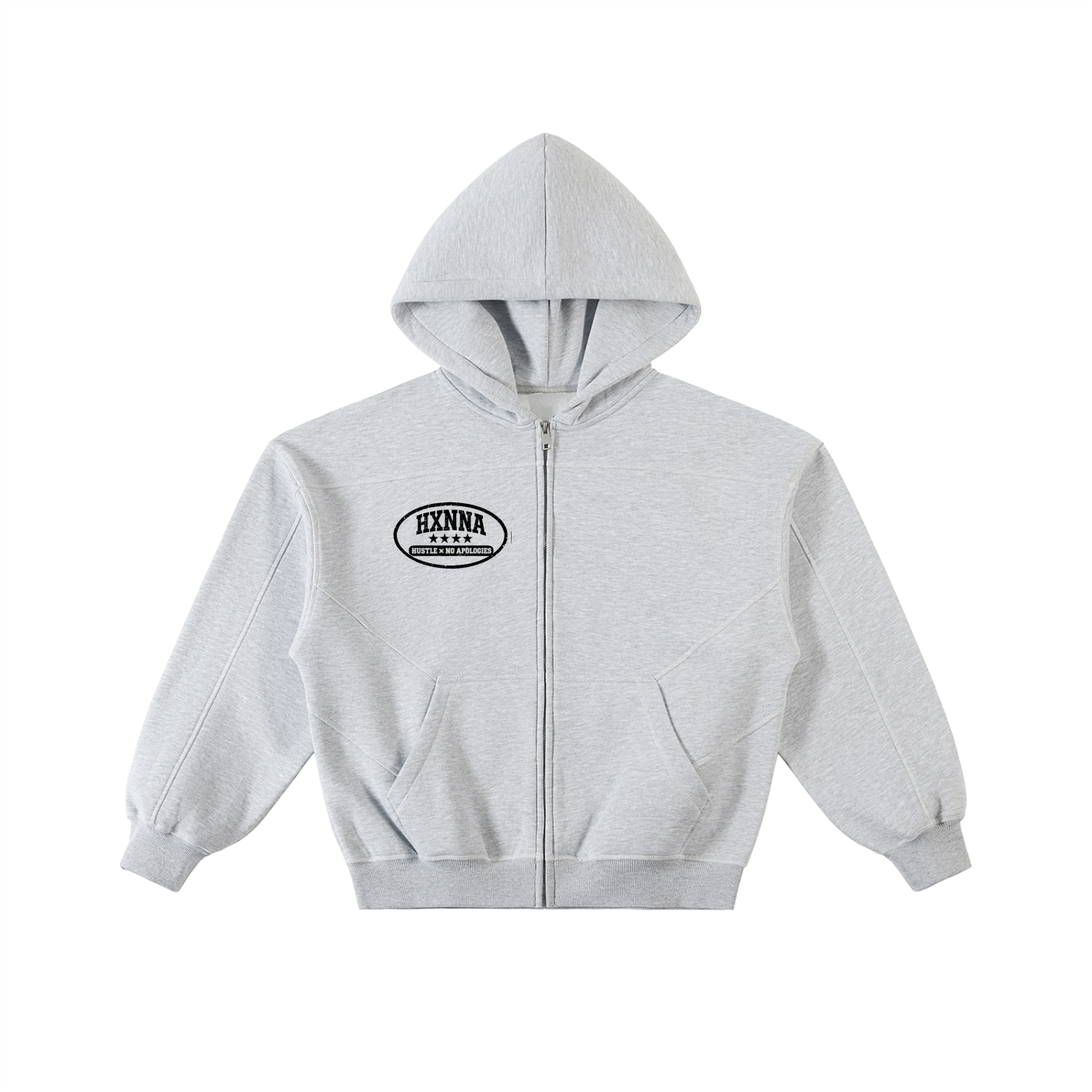 Hxnna HXA Sweatsuit - Contrast-Stitched Boxy Fleece Zip Hoodie
