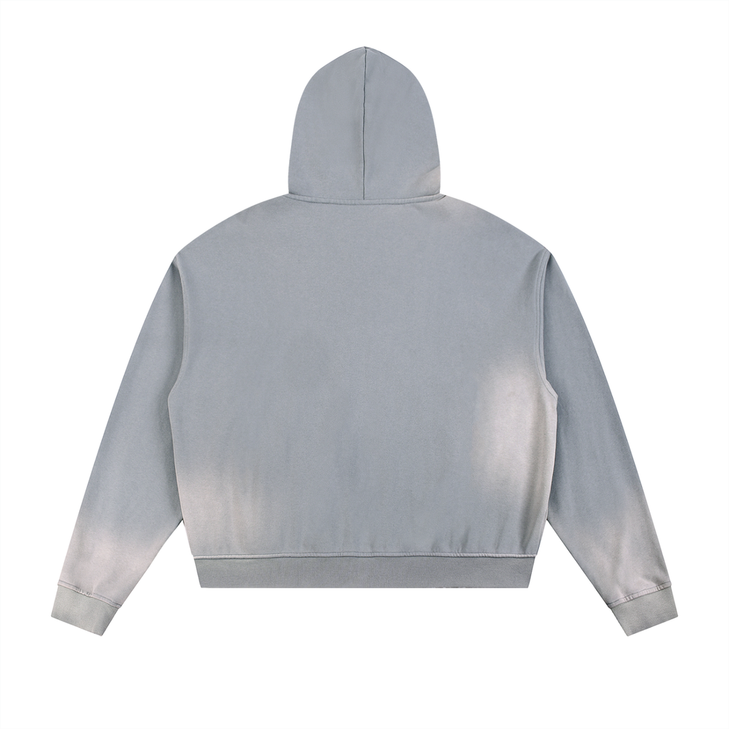 Hxnna Still Human  - Sun Fade Frayed Raw Edge Fleece Zip Hoodie