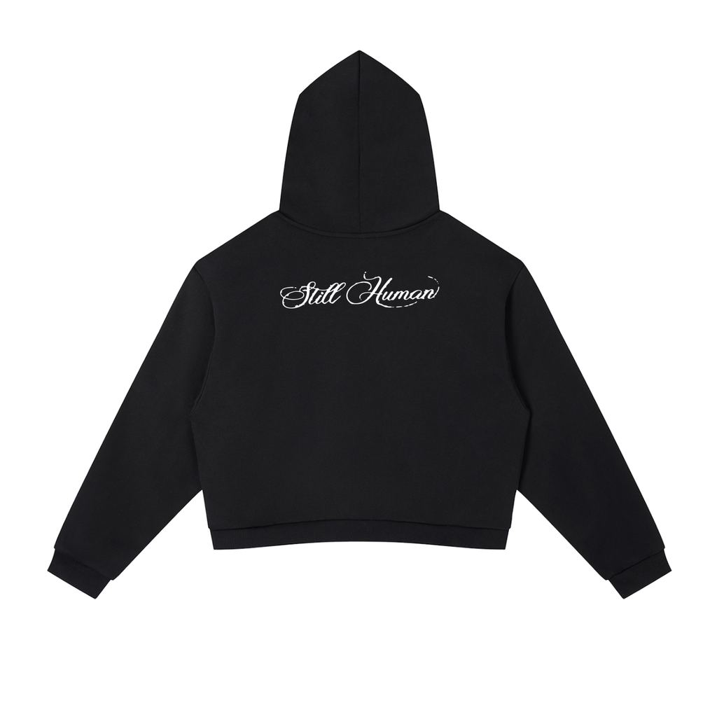 Hxnna Still Human - Contrast Side Stripe Cropped Hoodie