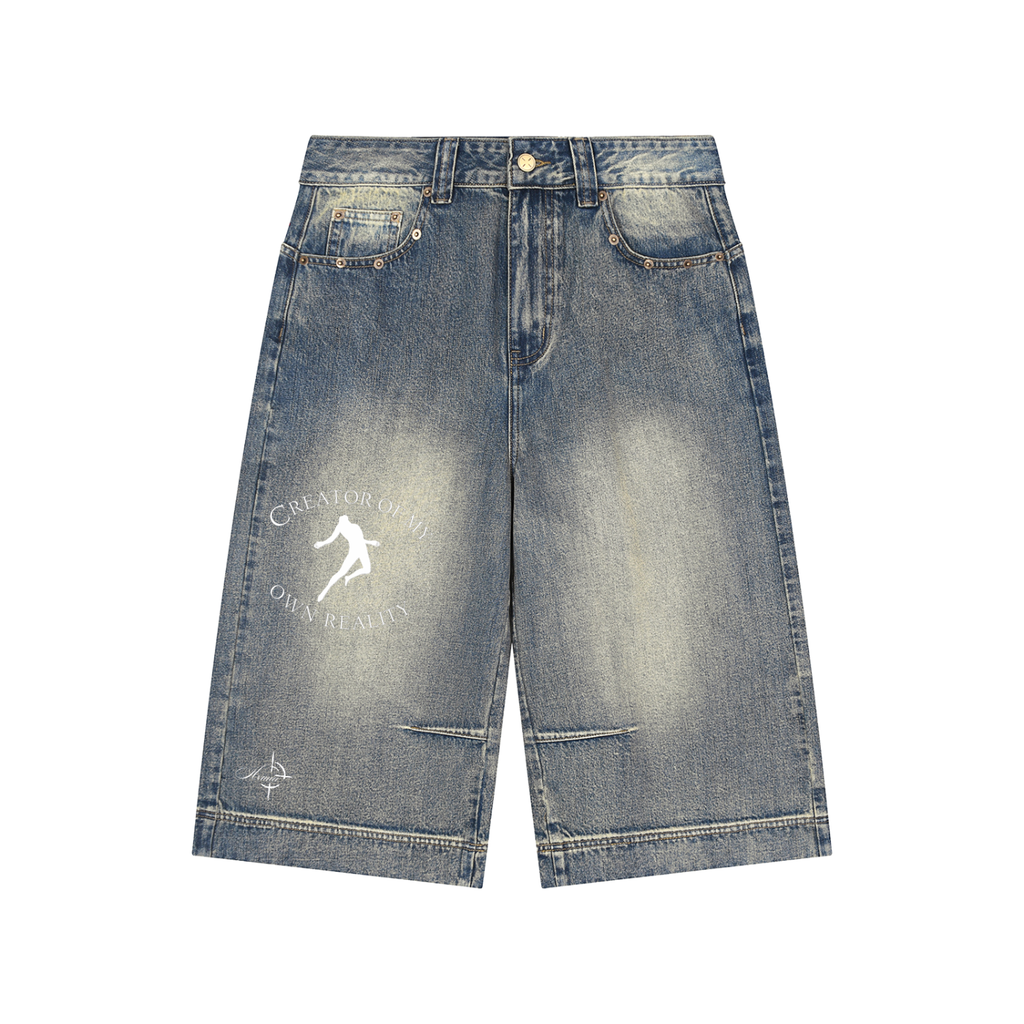 Hxnna COMOR - Vintage Wash Baggy Denim Shorts