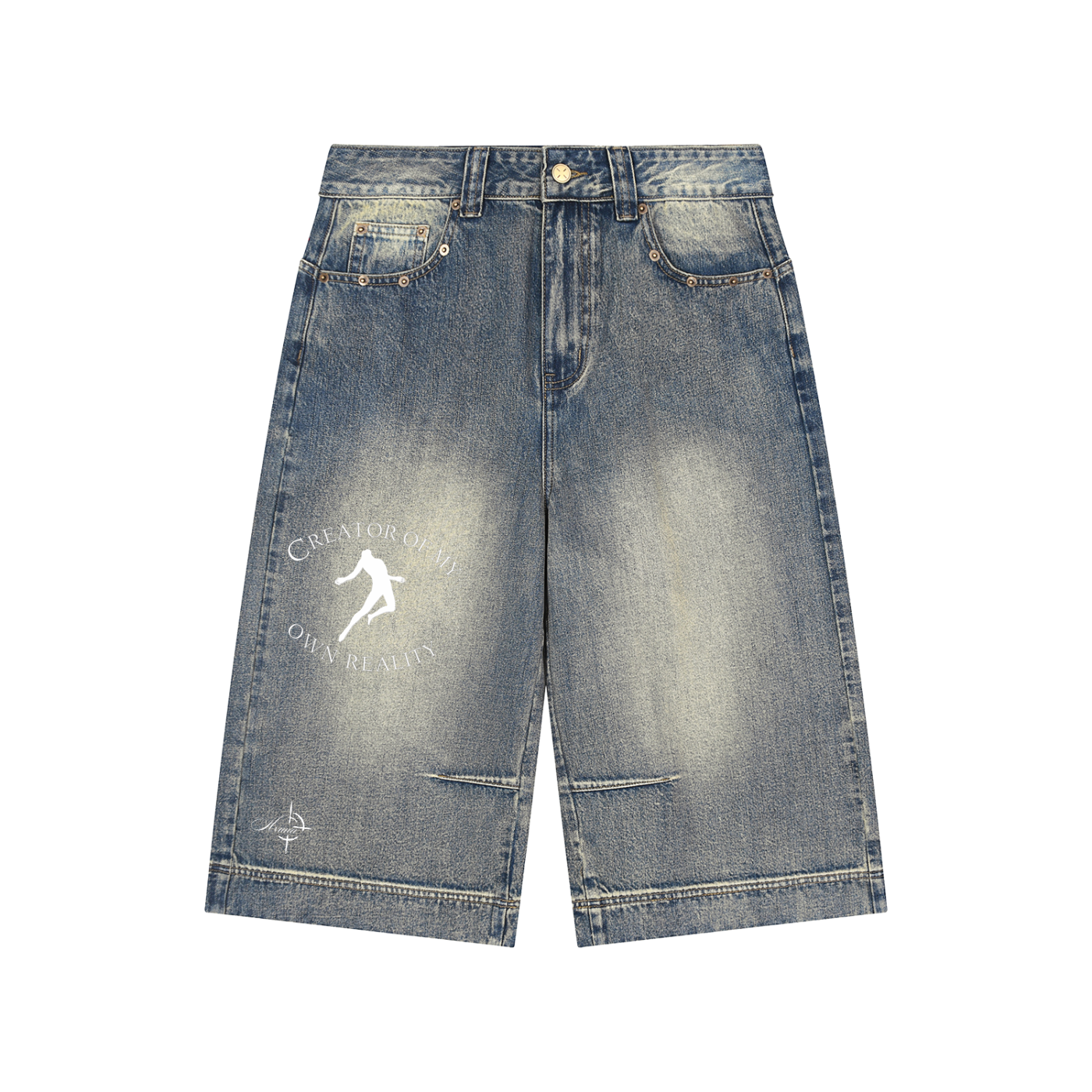 Hxnna COMOR - Vintage Wash Baggy Denim Shorts
