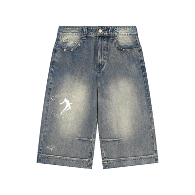 Hxnna COMOR - Vintage Wash Baggy Denim Shorts